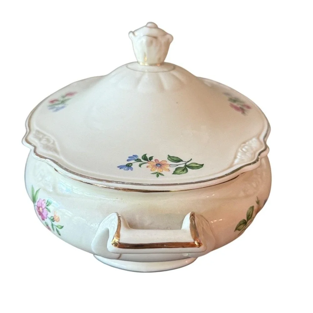 Homer Laughlin Virginia Rose Covered Dish - Vintage Coffee Bar Organizer Bowl